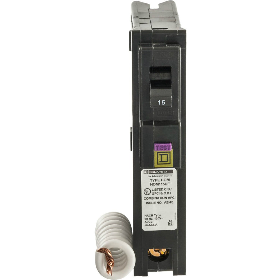 Square-D HOM115DFC Homeline™ Single Pole Circuit Breaker, 15A