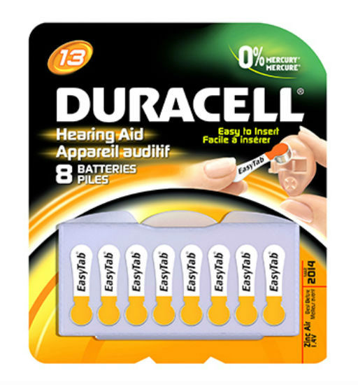 Duracell® 00277 Hearing Aid Battery with EasyTab, 1.4 Volt, #13, 8-Pack