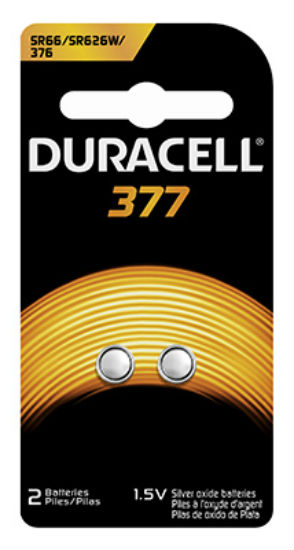 Duracell® 67848 Silver Oxide Watch Battery #377, 1.5-Volt, 2-Pack