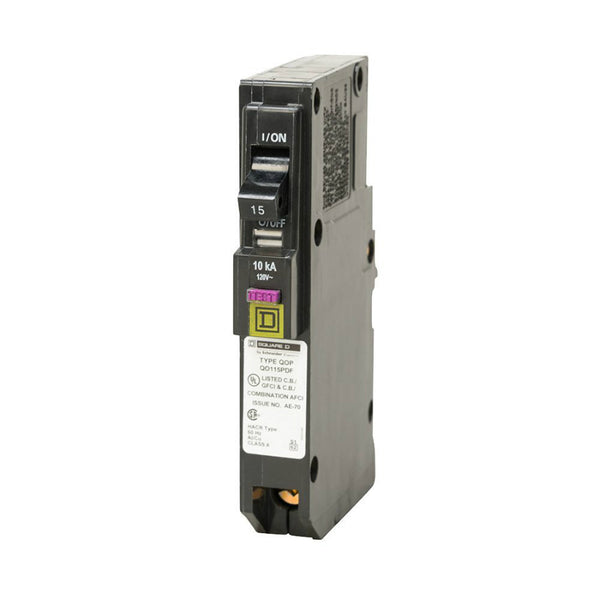 Square-D QO115PDFC Single Pole Circuit Breaker, QO, 15A