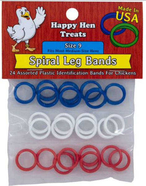 Happy Hen Treats 17021 Spiral Leg Bands for Chickens, Size 9, 24-Count