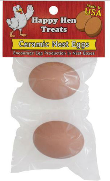 Happy Hen Treats 17055 Ceramic Nest Eggs, Brown, 2-Pack