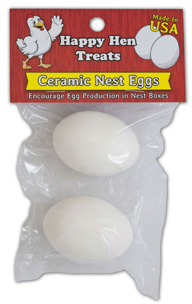 Happy Hen Treats 17056 Ceramic Nest Eggs, White, 2-Pack