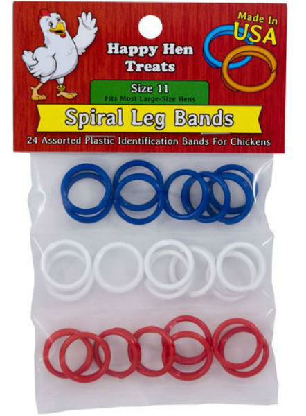 Happy Hen Treats 17022 Spiral Leg Bands for Chickens, Size 11, 24-Count