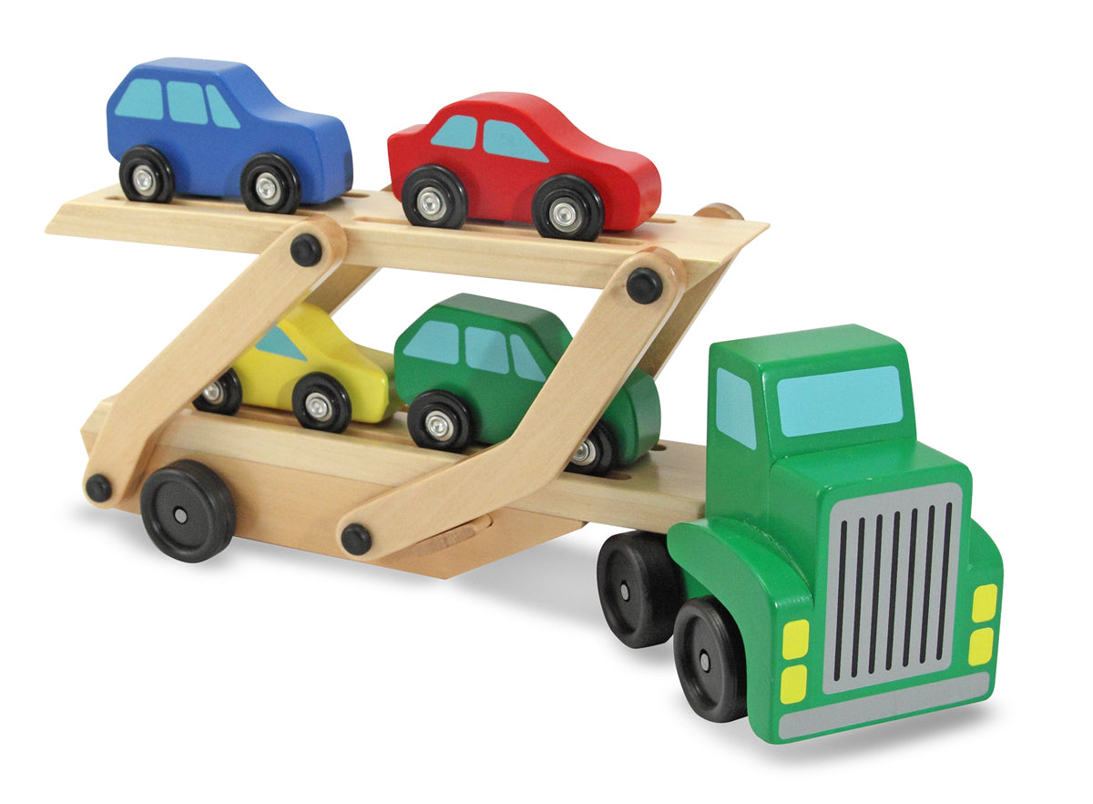 Melissa & Doug® 4096 Wooden Car Carrier Truck w/ Ramp & Cars Toy Set, Age 3+