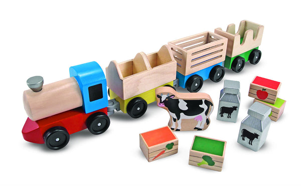 Melissa & Doug® 4545 Wooden Farm Train with Engine & Cars Toy Set, Age 3+