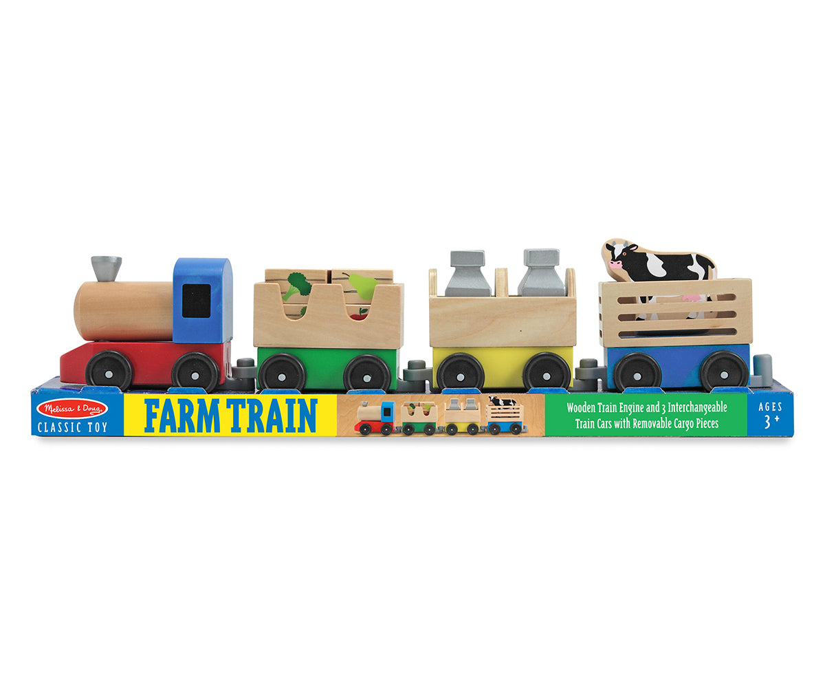 Melissa & Doug® 4545 Wooden Farm Train with Engine & Cars Toy Set, Age 3+
