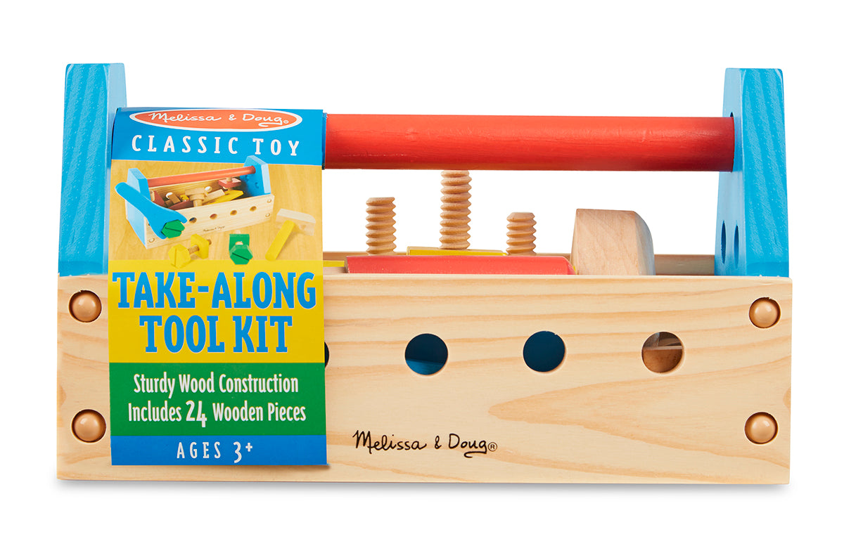 Melissa & Doug® 494 Take-Along Wooden Toy Tool Kit Set, 24-Piece