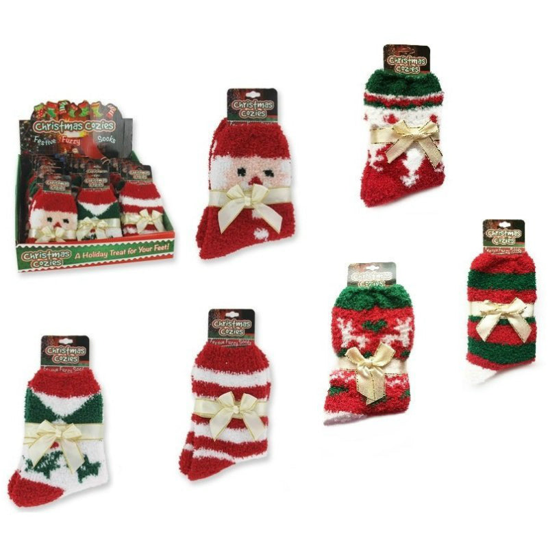 Christmas Cozies X-SOCKS Super Soft Festive Fuzzy Socks, Assorted, 8-Styles