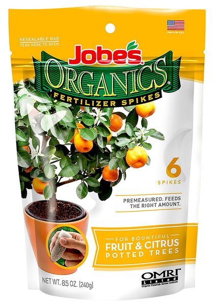 Jobe’s Organics 04226 Fruit & Citrus Tree Fertilizer Spikes, 3-5-5, 6-Pack