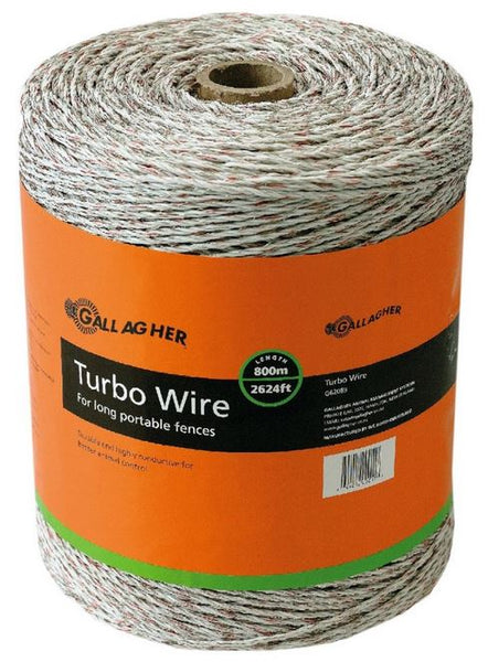 Gallagher G62089 Turbo Wire for Long Portable Fence, Ultra White, 2624'