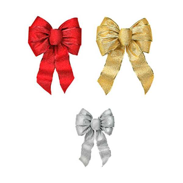 Holiday Trim 6166 Shimmering Christmas Glitters Wired Bow, Assorted Colors
