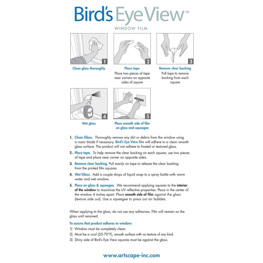 Artscape® 02-3708 Bird's Eye View™ Deflector Window Film, Clear & Etched, 6" x 6"