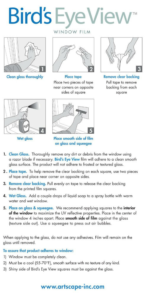 Artscape® 02-3706 Bird's Eye View™ Deflector Window Film, Clear & Etched, 4" x 4"