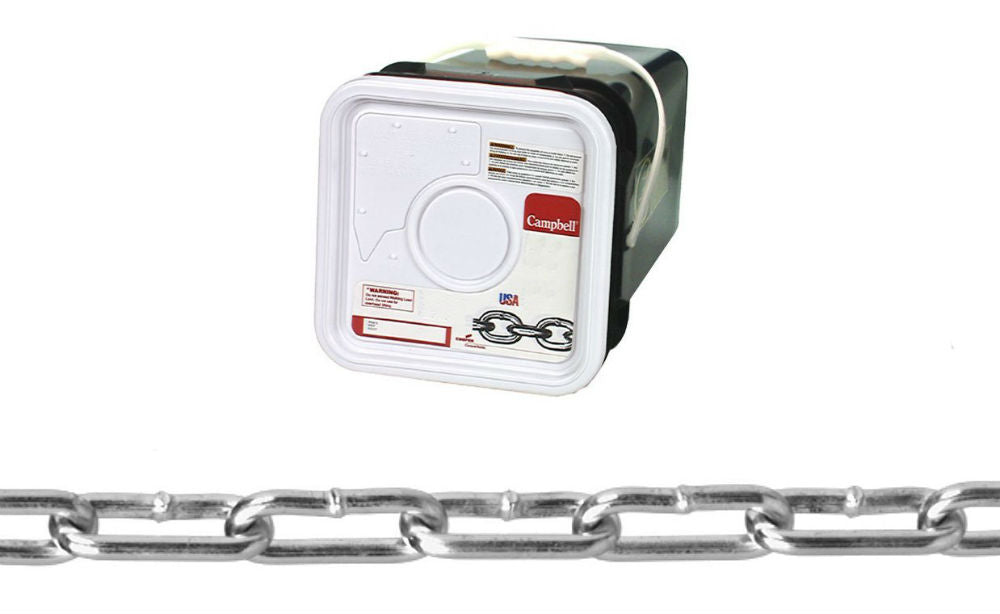 Campbell® T0331026 Straight Link Coil Chain, Zinc Plated, 440 Lb, 1/0, 250'