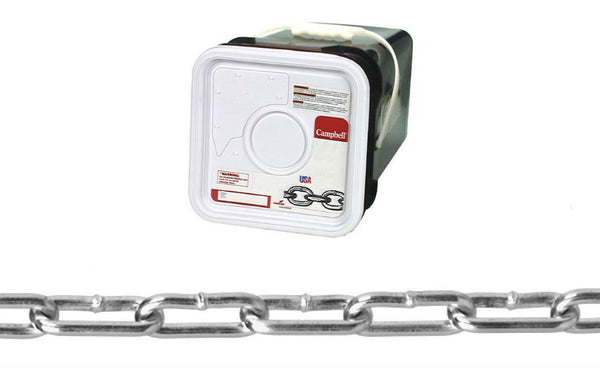 Campbell® T0331026 Straight Link Coil Chain, Zinc Plated, 440 Lb, 1/0, 250'