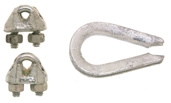 Campbell® B7675109 Wire Rope Clips & Thimble, Galvanized, 1/8"