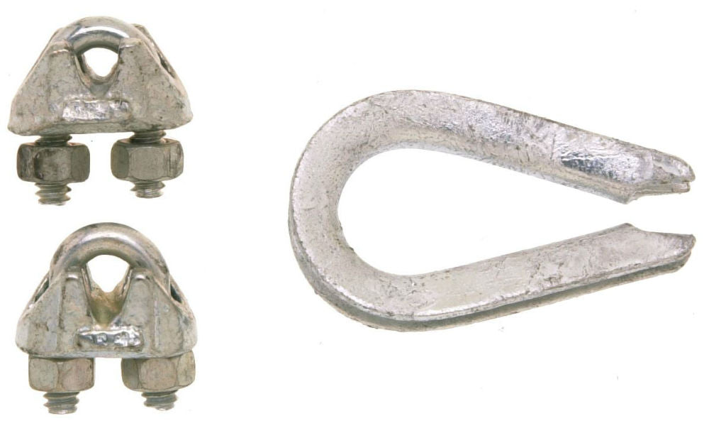 Campbell® B7675129 Wire Rope Clips & Thimble, Galvanized, 1/14"