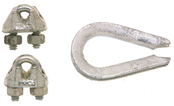 Campbell® B7675119 Wire Rope Clips & Thimble, Galvanized, 3/16"