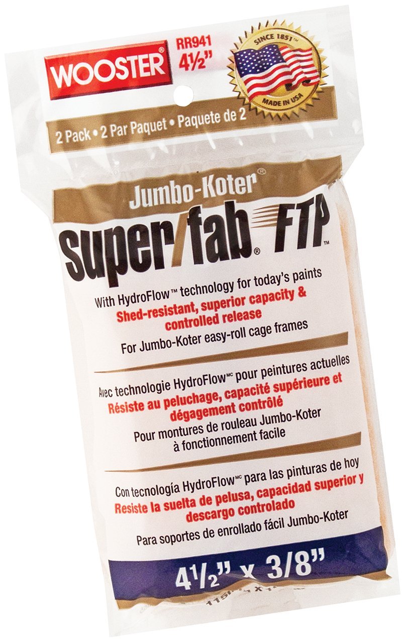 Wooster® RR941-4-1/2 Jumbo-Koter® Super/Fab® FTP™ Roller Cover, 3/8" Nap, 2-Pack