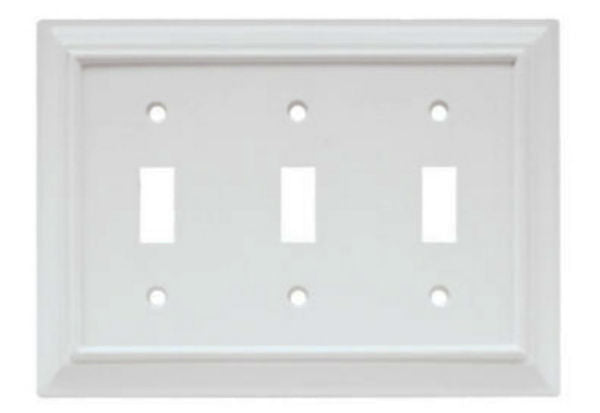 Brainerd® W27190-W-CP Architectural 3-Gang Toggle Wall Plate, White