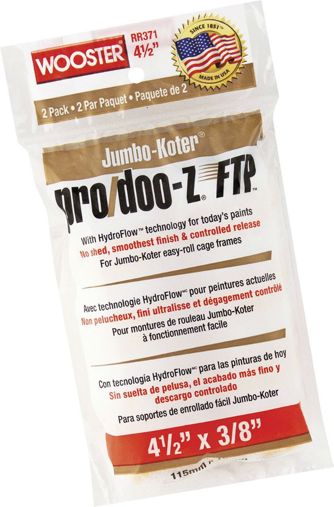 Wooster® RR371-4-1/2 Jumbo-Koter® Pro/Doo-Z® FTP™ Roller Covers, 3/8" Nap,2-Pack