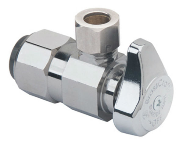 BrassCraft® G2PS19X-CD G2™ Series Push Connect Angled Stop Valve, 1/2" x 3/8"
