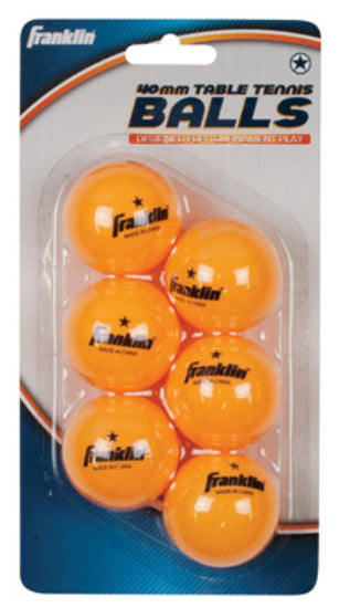 Franklin 57105 Standard Grade Table Tennis Balls, Orange, 1 Star, 6-Pack