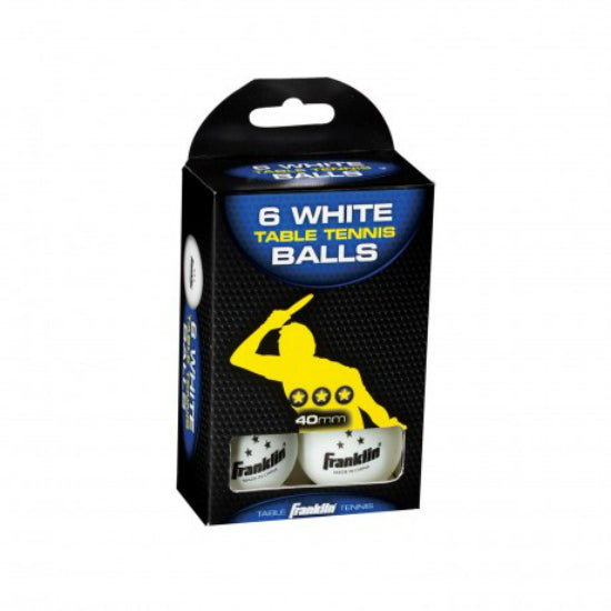 Franklin 57102 Table Tennis Balls, White, 3-Star Quality, 6-Pack