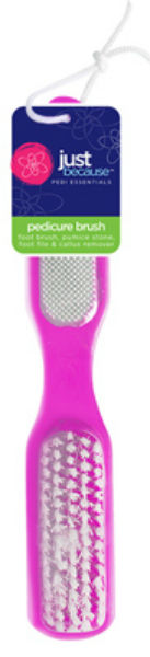 Just Because™ 9894 Pedicure Brush with File & Stone, Assorted Colors