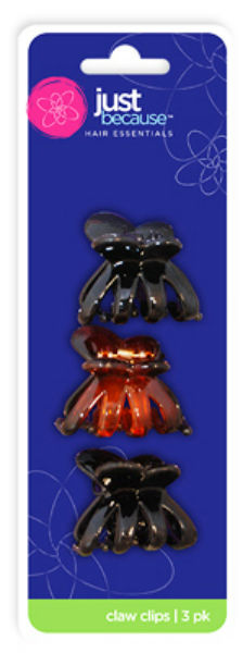 Just Because™ 9312 Hair Claw Clips, 3-Pack