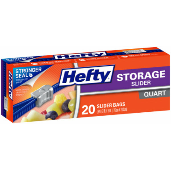 Hefty® R81219 Slider Storage Bags with MaxLock® Track Design, 1 Qt, 20-Count