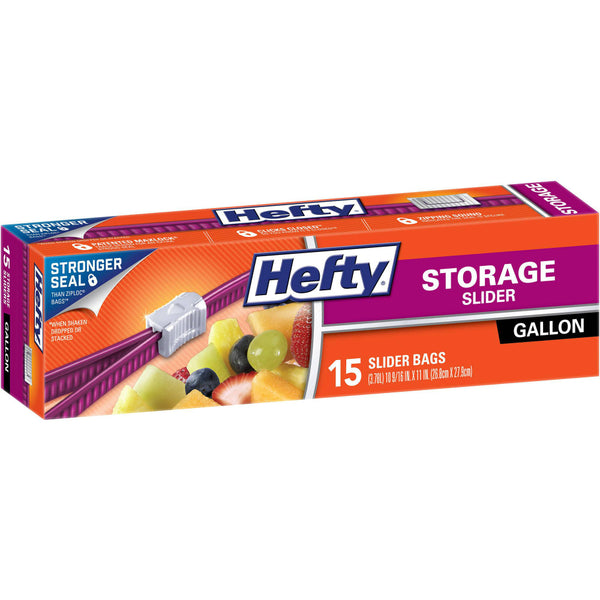 Hefty R81416 Slider Storage Bags with MaxLock Track Design, Gallon 15-Count
