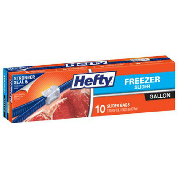 Hefty® R82409 Slider Freezer Bag with Maxlock® Track Design, Gallon, 10-Count