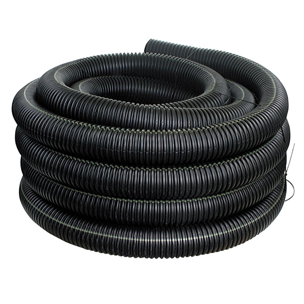 ADS 04510100 Single Wall Corrugated HDPE Solid Drainage Pipe, 4" x 100'