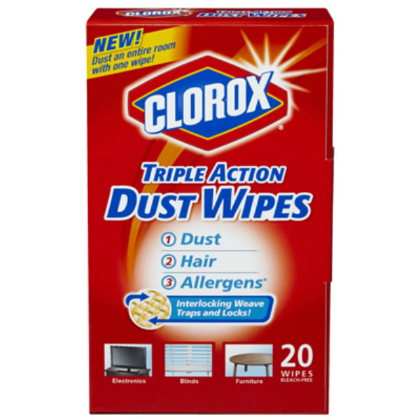 Clorox® 31313 Triple Action Dust Wipes, 20-Count