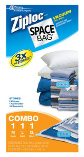 Ziploc® 70424 Vacuum Seal Storage Bag Combination Pack, 3-Piece