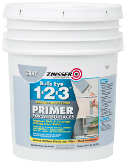Zinsser® Bulls Eye 1-2-3® Primer for All Surfaces, Gray, 5-Gallon