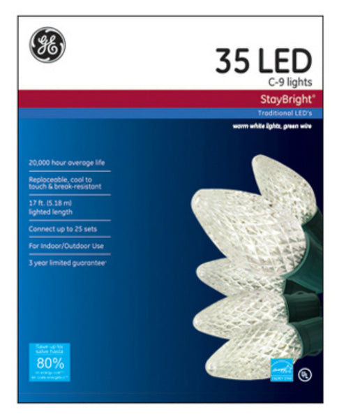 GE Lighting GE90936 StayBright Christmas C9 LED Light Set, 35 Light