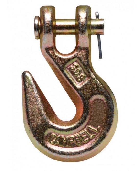 Campbell® T9503315 Clevis Grab Hook with Pin, Yellow Chromate, Grade 70, 1/4"