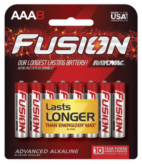 Rayovac 824-8CTFUS Fusion Advanced "AAA" Alkaline Battery, 8-Pack