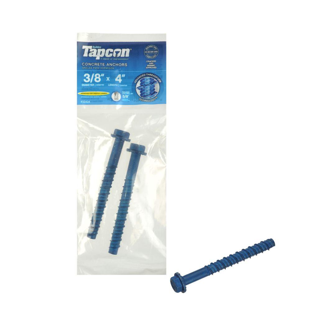 Tapcon® 50404 Hex-Washer-Head Large Diameter Concrete Anchor, 3/8"x4", 2-Pack
