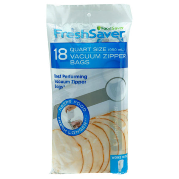 Foodsaver Zipper Bags, Vacuum, 1 Quart - 18 bags