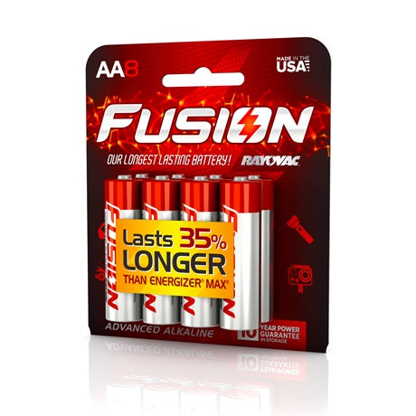 Rayovac 815-8CTFUS Fusion Advanced "AA" Alkaline Battery, 8-Pack