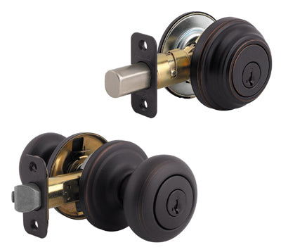Kwikset 991J-11P-SMT-CP4 Juno Knob & Single Cylinder Combo Pack, Venetian Bronze