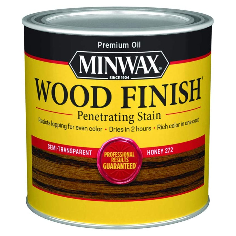 Minwax 227624444 Wood Finish Penetrating Wood Stain, Semi-Transparent, Honey, 1/2 Pt