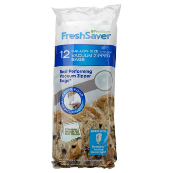 FoodSaver® FSFRBZ0316-P00 FreshSaver® Zipper Bag, 1-Gallon, 12-Count