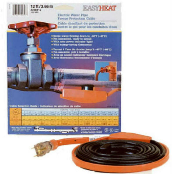 Easy Heat® AHB112A Electric Water Pipe Freeze Protection Heating Cable 12', 84W
