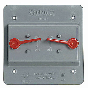 Carlon® E9G2SSNR Field Service PVC Double Toggle Switch Box Cover, 2-Gang, Gray