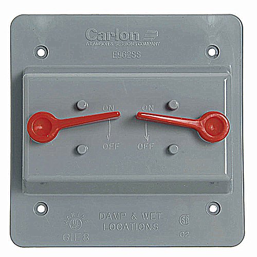 Carlon® E9G2SSNR Field Service PVC Double Toggle Switch Box Cover, 2-Gang, Gray